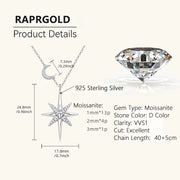 Radiant Moissanite Star Moon Necklace – Celestial Elegance