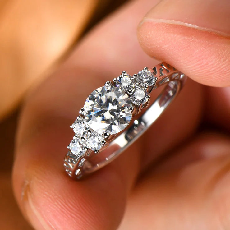 Tapered Trellis Five Stone Moissanite Ring