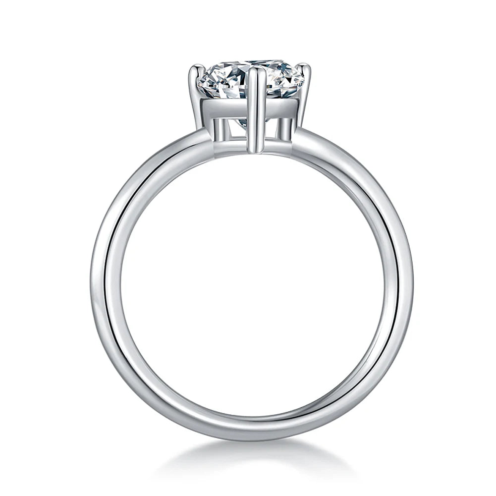 Emerald Cut Moissanite Ring in 925 Sterling Silver with 18K White Gold Plated