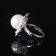 GEM'S BALLET Art Deco Freshwater Pearl Engagement Ring – Vintage Elegance