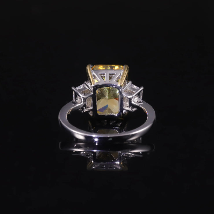 GEM'S BALLET Fancy Vivid Yellow CZ Engagement Ring – Radiant Elegance