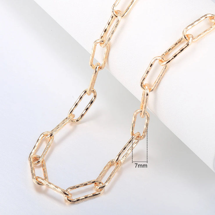 20/24inch 585 Rose Gold Color Necklace For Women Girls Paperclip Link Chain Necklace Vintage Jewelry Gifts CN60