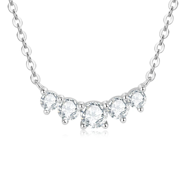 RAPRGOLD GRA Certified D Color Moissanite Smile Pendant Necklace for Women 925 Sterling Silver Chains Wedding Neck Jewelry Gifts