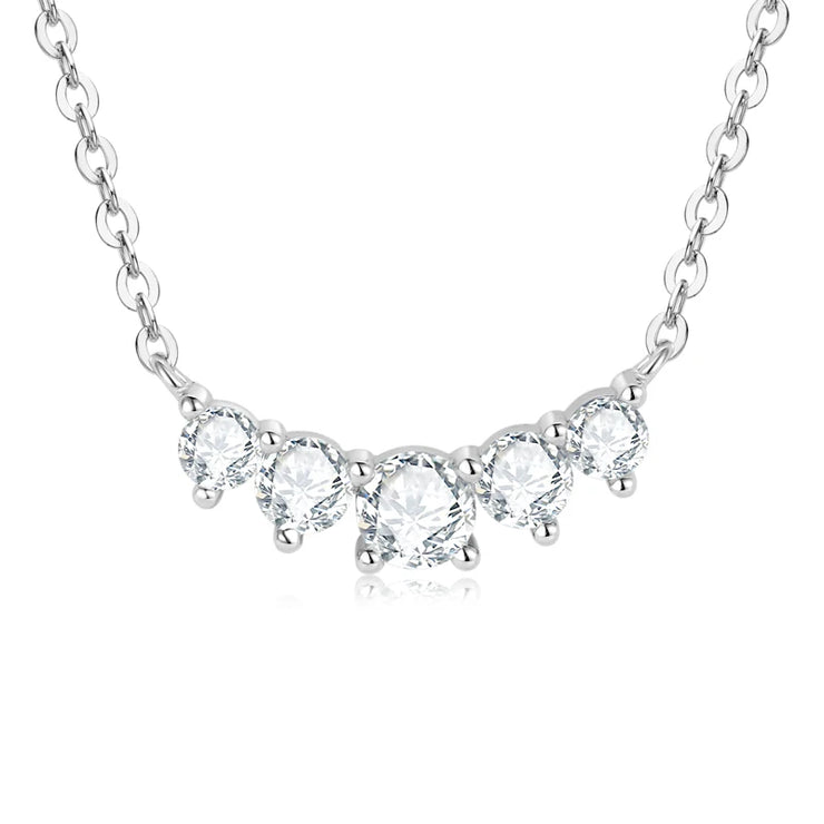 RAPRGOLD GRA Certified D Color Moissanite Smile Pendant Necklace for Women 925 Sterling Silver Chains Wedding Neck Jewelry Gifts