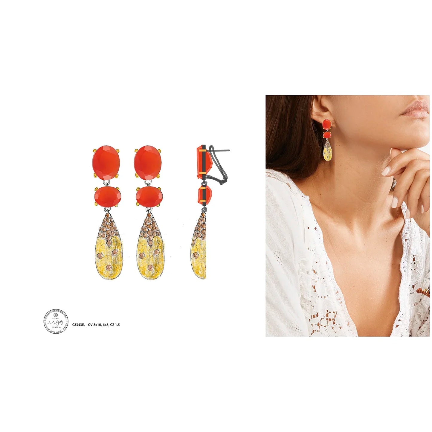 GEM'S BALLET 925 Sterling Silver Red Agate Drop Earrings – A Statement of Elegance