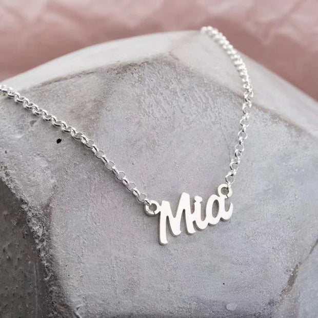 Personalised Custom Name Necklace for Women Cursive Letter Pendant Stainless Steel Jewelry Men Chain Choker Collar Personalizado