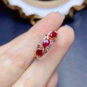FS Natural Ruby Sterling Silver Ring with Certificate