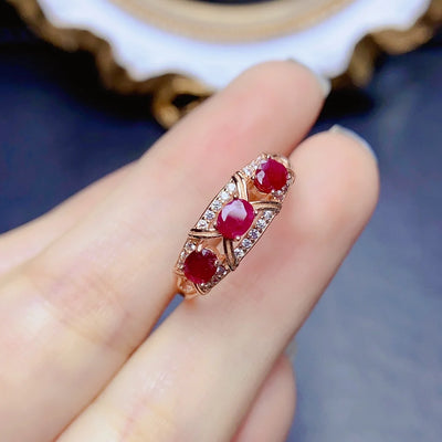 FS Natural Ruby Sterling Silver Ring with Certificate