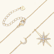 Radiant Moissanite Star Moon Necklace – Celestial Elegance