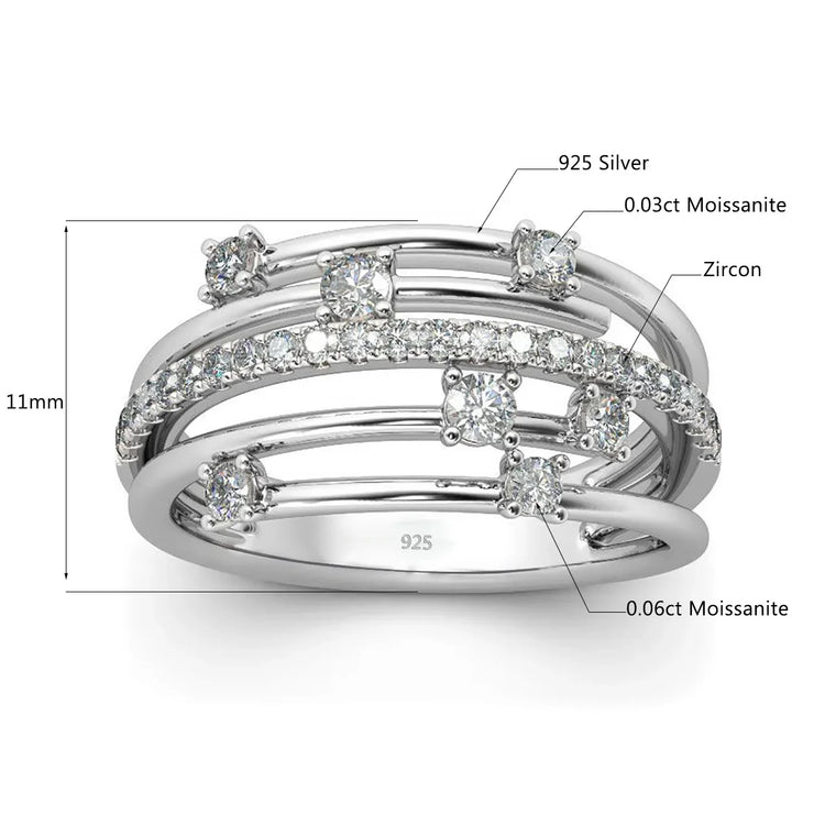 Szjinao Brand Trendy  Moissanite Ring Eternity Wedding Band Solid 925 Silver Rings For Women Jewelry Engagement Gift Dropship