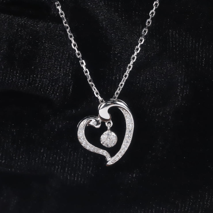 GEM'S BALLET Fine Gold Jewelry Natural Real Heart Diamond 9K 10K 14K 18K Solid Gold Cluster Diamond Necklaces for Women Wedding
