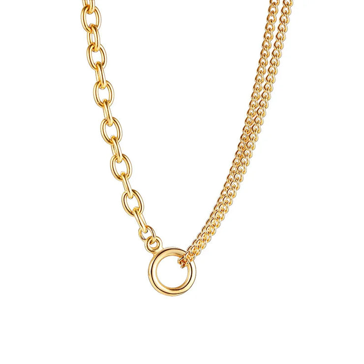 Chunky Paperclip Chain Necklace For Women, Stainless Steel 14k G0ld Plated