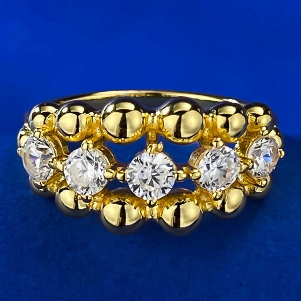 Wong Rain 18K Gold Plated Lab Sapphire Vintage Ring