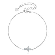 RAPRGOLD Round Cut  Moissanite Bracelet for Women 925 Sterling Silver Cross Charm Bracelets Chain Wedding Fine Jewelry pulseras