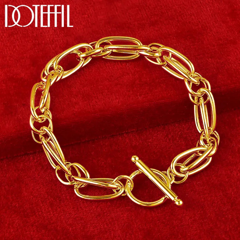 18K Gold 925 Sterling Silver Bracelets Noble Wedding Gift Party Fashion Jewelry Christmas Gifts