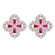 Ruby Jewelry Set – Clover Pendant & Earrings