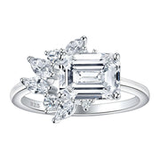Newshe 925 Sterling Silver East To West Ring Emerald Cut Solitaire Wedding Engagement Rings for Women 5A Cubic Zirconia Jewelry