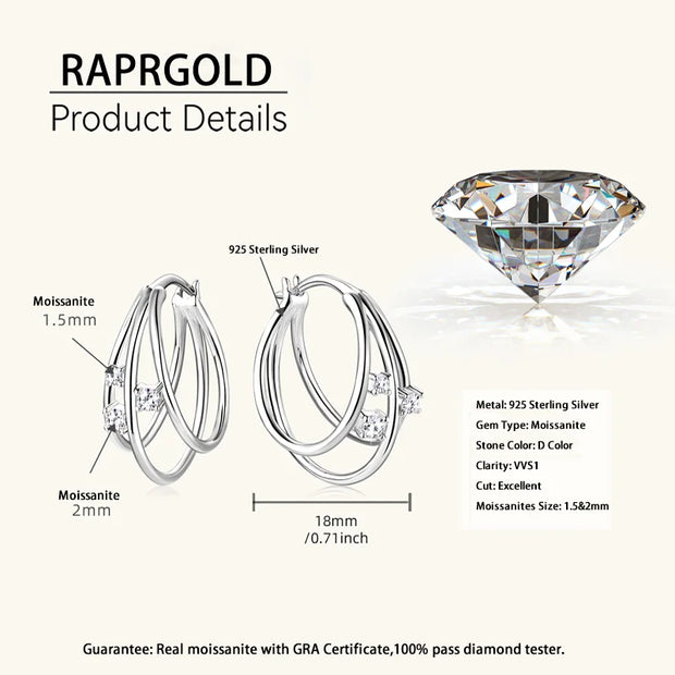 GRA Certified Moissanite Hoop Earrings