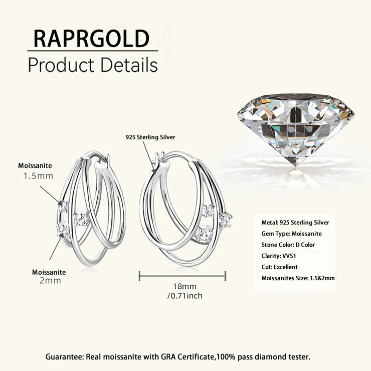 GRA Certified Moissanite Hoop Earrings