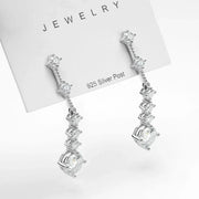 FEOBUR 3CT Moissanite Drop Earrings - 925 Silver