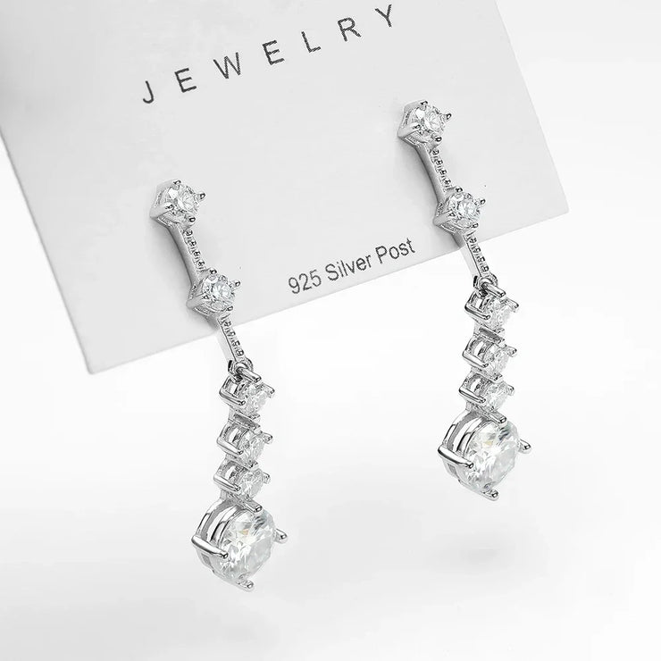 FEOBUR 3CT Moissanite Drop Earrings - 925 Silver