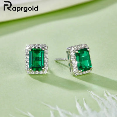 Lab Grown Sapphire/Emerald Vintage Stud Earrings