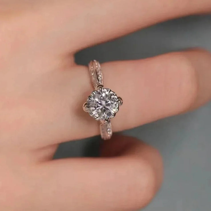 BXINY Luxury 1Carat Moissanite Ring 100% S925 Silver D Color