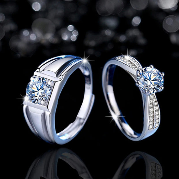 COSFIX 2023 Moissanite Diamond Rings For Couple 1ct Round Cut Women Moissanite Diamond Ring Wedding Moissanite Rings For Men