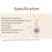 RAPRGOLD 2.0CT Moissanite Classic Pendant Necklace