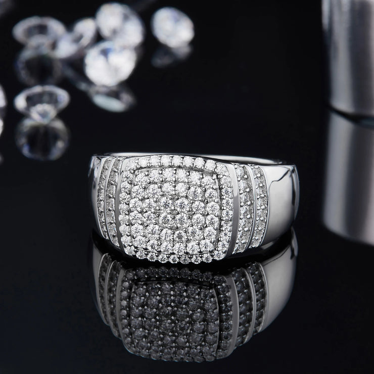 GEM'S BALLET Moissanite Men's Ice Out Ring – Bold & Sophisticated