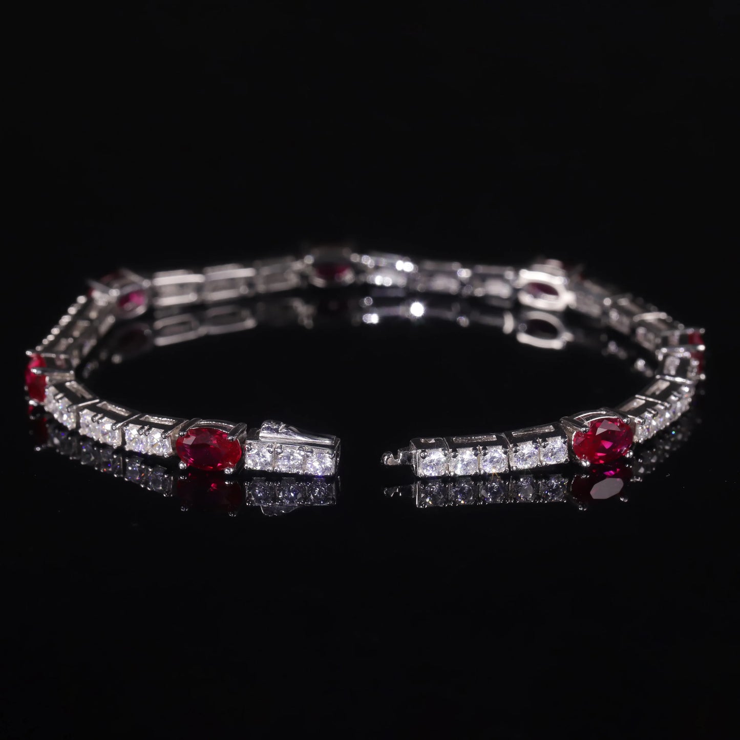 GEM'S BALLET Lab Grown Ruby Tennis Bracelet 925 Sterling Silver Birthstone Bracelet  Fancy Party Wear Bracelet Gift For Women