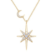Radiant Moissanite Star Moon Necklace – Celestial Elegance