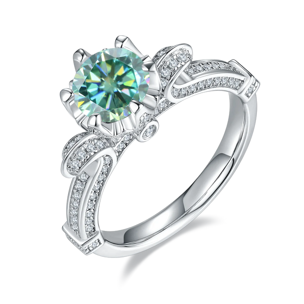 GEM'S BALLET 585 14K 10K 18K Gold 925 Silver Ring 1Ct D Color Antique Style Round Moissanite Engagement Ring For Women Wedding