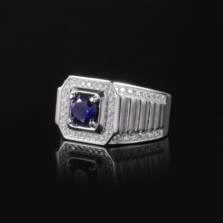 GEM'S BALLET Luxurious Men's Sapphire Ring – Bold & Sophisticated