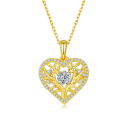 GEM'S BALLET Tree Of Life Moissanite Heart Necklace Family Tree Pendant Necklace in 925 Sterling Silver Gift For Her
