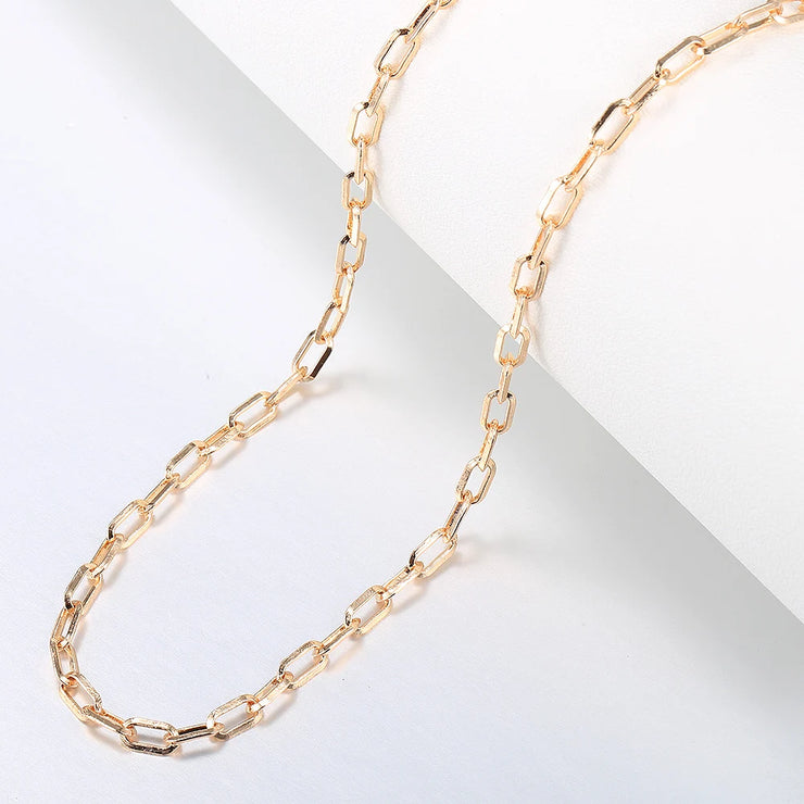 20/24inch 585 Rose Gold Color Necklace For Women Girls Paperclip Link Chain Necklace Vintage Jewelry Gifts CN60