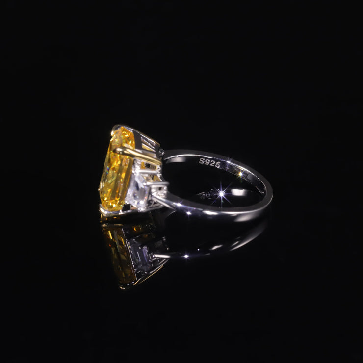 GEM'S BALLET Fancy Vivid Yellow CZ Engagement Ring – Radiant Elegance