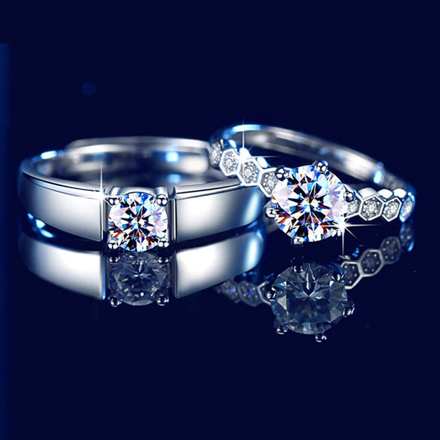 COSFIX 2023 Moissanite Diamond Rings For Couple 1ct Round Cut Women Moissanite Diamond Ring Wedding Moissanite Rings For Men