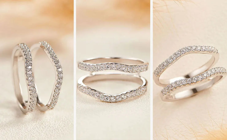 Newshe 2 Pieces 925 Sterling Silver Engagement Ring Enhancer Wedding Band for Women Pear Cut AAAAA Zircon Jewelry Size 4-13