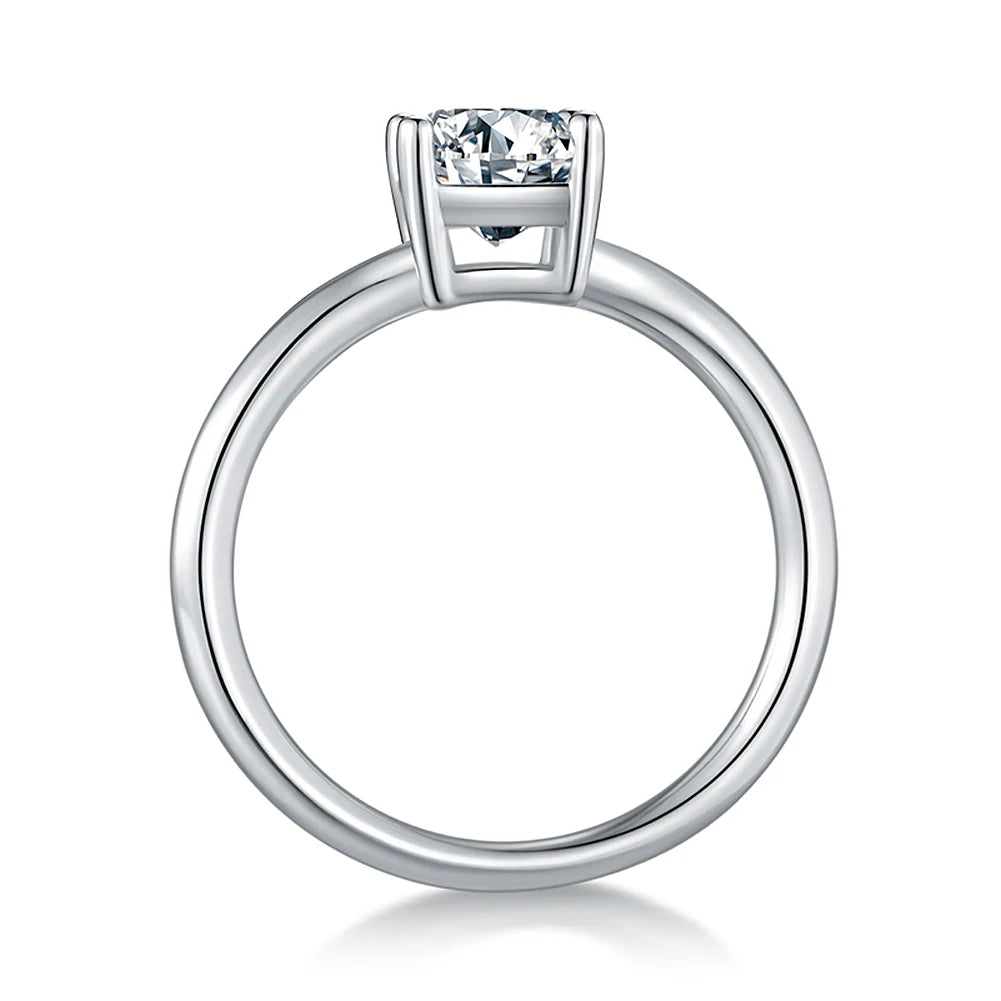 Emerald Cut Moissanite Ring in 925 Sterling Silver with 18K White Gold Plated