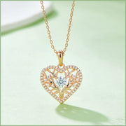 GEM'S BALLET Tree Of Life Moissanite Heart Necklace Family Tree Pendant Necklace in 925 Sterling Silver Gift For Her