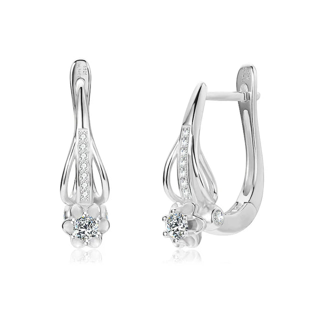 Sterling Silver Moissanite Hoop Earrings – Timeless Sparkle & Elegance