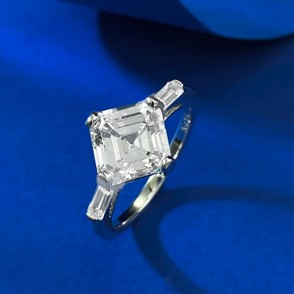 Wong Rain 8x8mm Asscher Cut High Carbon Diamond Ring