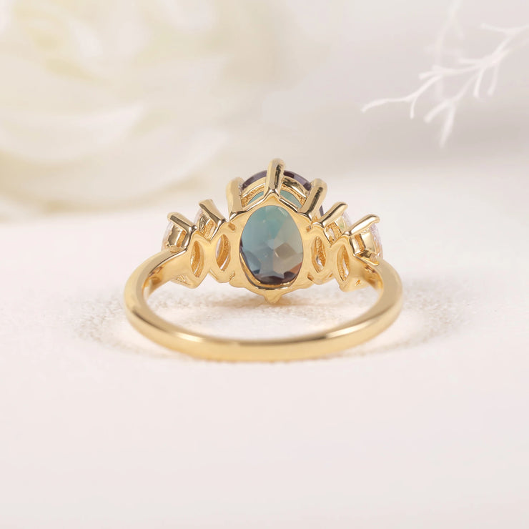 14K Gold Plated Sterling Silver Alexandrite Ring – A Dazzling Color-Changing Beauty