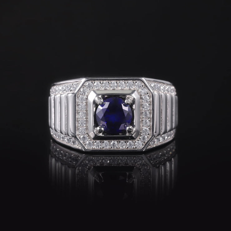 GEM'S BALLET Luxurious Men's Sapphire Ring – Bold & Sophisticated
