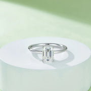 GEM'S BALLET 2ct Emerald Cut Moissanite Ring