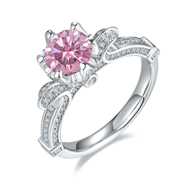 GEM'S BALLET 585 14K 10K 18K Gold 925 Silver Ring 1Ct D Color Antique Style Round Moissanite Engagement Ring For Women Wedding