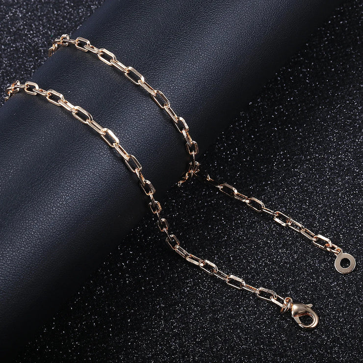 20/24inch 585 Rose Gold Color Necklace For Women Girls Paperclip Link Chain Necklace Vintage Jewelry Gifts CN60