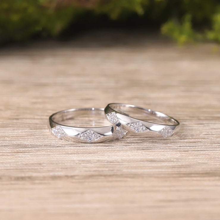 GEM'S BALLET 925 Sterling Silver Couple Ring Set Moissanite Ring Wedding Band Moissanite Matching Rings For Him For Her