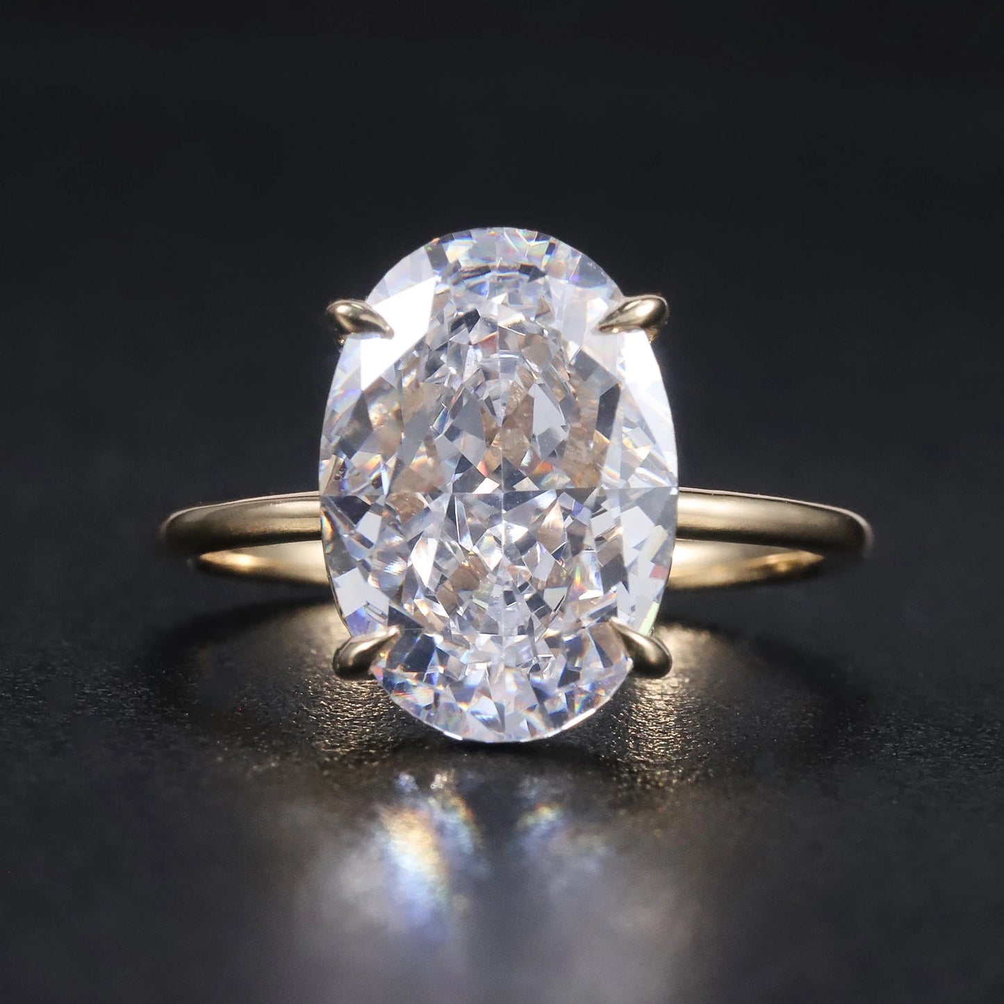 GEM'S BALLET Solid 9K-18K Gold Oval Radiant Cut CZ Engagement Ring – Timeless Elegance